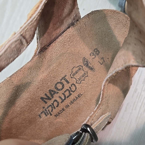 Naot Women Fiona Leather Wedge Sandals Open Toe Shoes Sz 38/7 - Picture 11 of 11